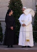 Pope Leo XIV Greets Sister Raffaella Petrini - Vatican