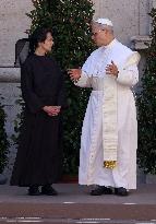 Pope Leo XIV Greets Sister Raffaella Petrini - Vatican