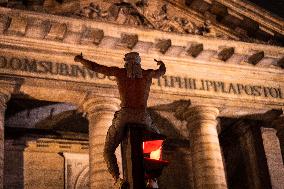 PSG Supporters Celebrate on The Champs Elysees - Paris