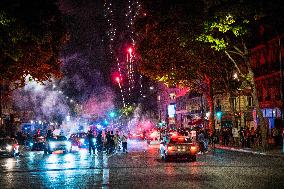 PSG Supporters Celebrate on The Champs Elysees - Paris
