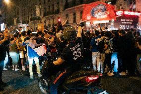 PSG Supporters Celebrate on The Champs Elysees - Paris