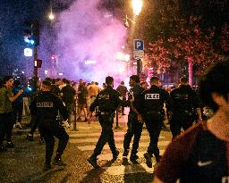 PSG Supporters Celebrate on The Champs Elysees - Paris