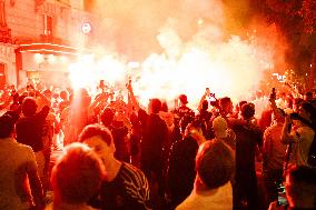 PSG Supporters Celebrate on The Champs Elysees - Paris