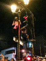 PSG Supporters Celebrate on The Champs Elysees - Paris