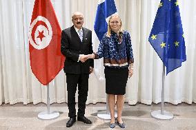 Tunisian Minister of Foreign Affairs Mohamad Ali Naft meets with Finnish Minister for Foreign Affairs Elina Valtonen