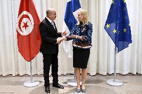 Tunisian Minister of Foreign Affairs Mohamad Ali Naft meets with Finnish Minister for Foreign Affairs Elina Valtonen
