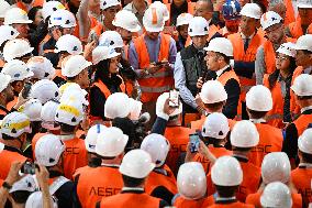 Emmanuel Macron visits the Envision AESC - Douai