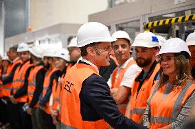Emmanuel Macron visits the Envision AESC - Douai