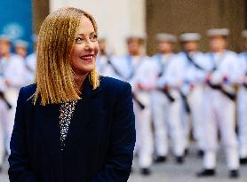 Giorgia Meloni Welcomes Emmanuel Macron - Rome
