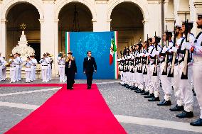 Giorgia Meloni Welcomes Emmanuel Macron - Rome