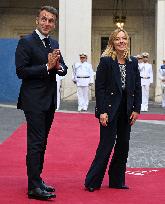 Giorgia Meloni Welcomes Emmanuel Macron - Rome