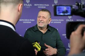 Briefing of Ukrainian MP Akhtem Chyihoz in Kyiv