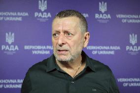 Briefing of Ukrainian MP Akhtem Chyihoz in Kyiv
