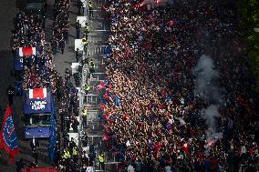 PSG parade on the Champs-Elysees avenue - Paris