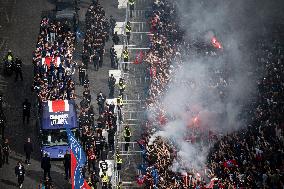 PSG parade on the Champs-Elysees avenue - Paris
