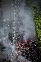 PSG parade on the Champs-Elysees avenue - Paris