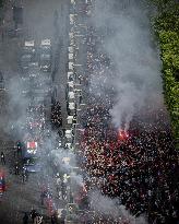 PSG parade on the Champs-Elysees avenue - Paris