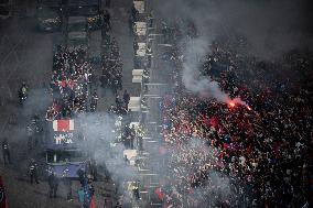 PSG parade on the Champs-Elysees avenue - Paris
