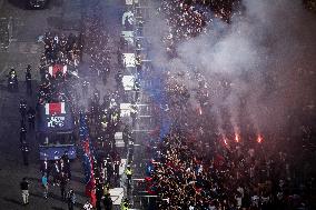 PSG parade on the Champs-Elysees avenue - Paris