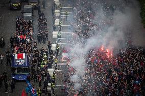 PSG parade on the Champs-Elysees avenue - Paris