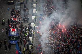 PSG parade on the Champs-Elysees avenue - Paris