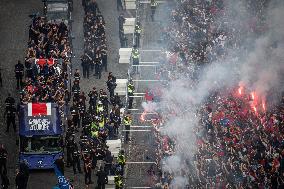 PSG parade on the Champs-Elysees avenue - Paris