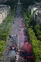 PSG parade on the Champs-Elysees avenue - Paris