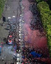 PSG parade on the Champs-Elysees avenue - Paris