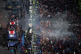 PSG parade on the Champs-Elysees avenue - Paris