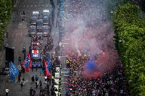 PSG parade on the Champs-Elysees avenue - Paris