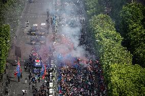 PSG parade on the Champs-Elysees avenue - Paris