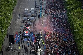 PSG parade on the Champs-Elysees avenue - Paris