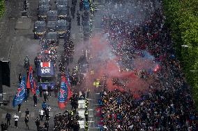 PSG parade on the Champs-Elysees avenue - Paris