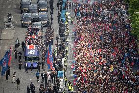 PSG parade on the Champs-Elysees avenue - Paris