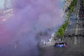 PSG parade on the Champs-Elysees avenue - Paris