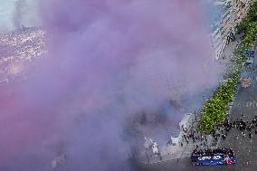 PSG parade on the Champs-Elysees avenue - Paris