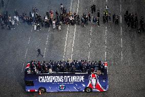 PSG parade on the Champs-Elysees avenue - Paris