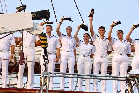 Princess Leonor Arriving On Board Juan Sebastian Elcano - NYC