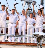 Princess Leonor Arriving On Board Juan Sebastian Elcano - NYC