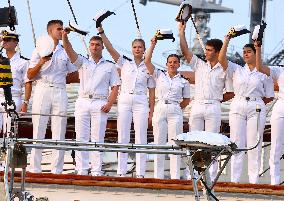 Princess Leonor Arriving On Board Juan Sebastian Elcano - NYC