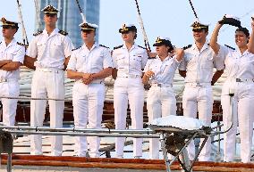 Princess Leonor Arriving On Board Juan Sebastian Elcano - NYC