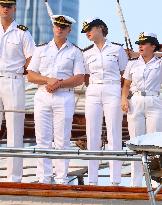 Princess Leonor Arriving On Board Juan Sebastian Elcano - NYC