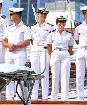 Princess Leonor Arriving On Board Juan Sebastian Elcano - NYC