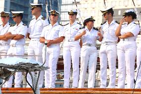 Princess Leonor Arriving On Board Juan Sebastian Elcano - NYC