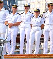 Princess Leonor Arriving On Board Juan Sebastian Elcano - NYC