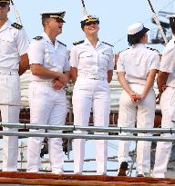 Princess Leonor Arriving On Board Juan Sebastian Elcano - NYC