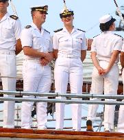 Princess Leonor Arriving On Board Juan Sebastian Elcano - NYC