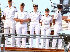 Princess Leonor Arriving On Board Juan Sebastian Elcano - NYC