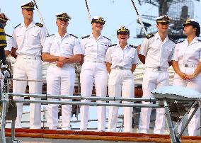 Princess Leonor Arriving On Board Juan Sebastian Elcano - NYC