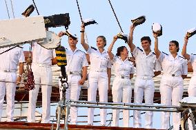 Princess Leonor Arriving On Board Juan Sebastian Elcano - NYC